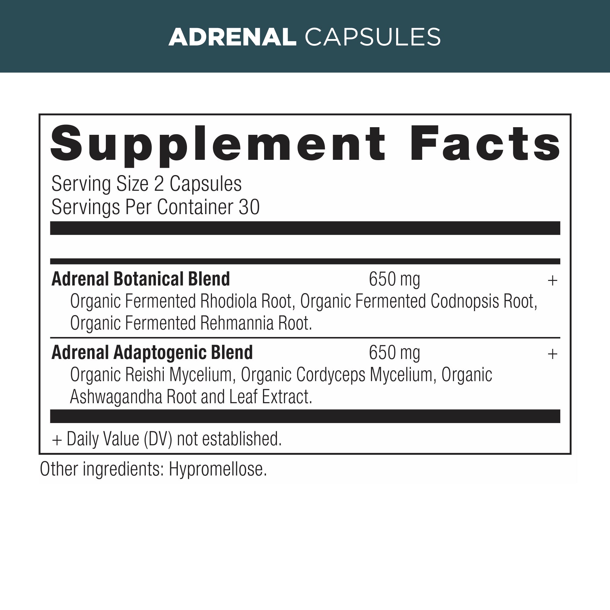 adrenal capsules supplement label