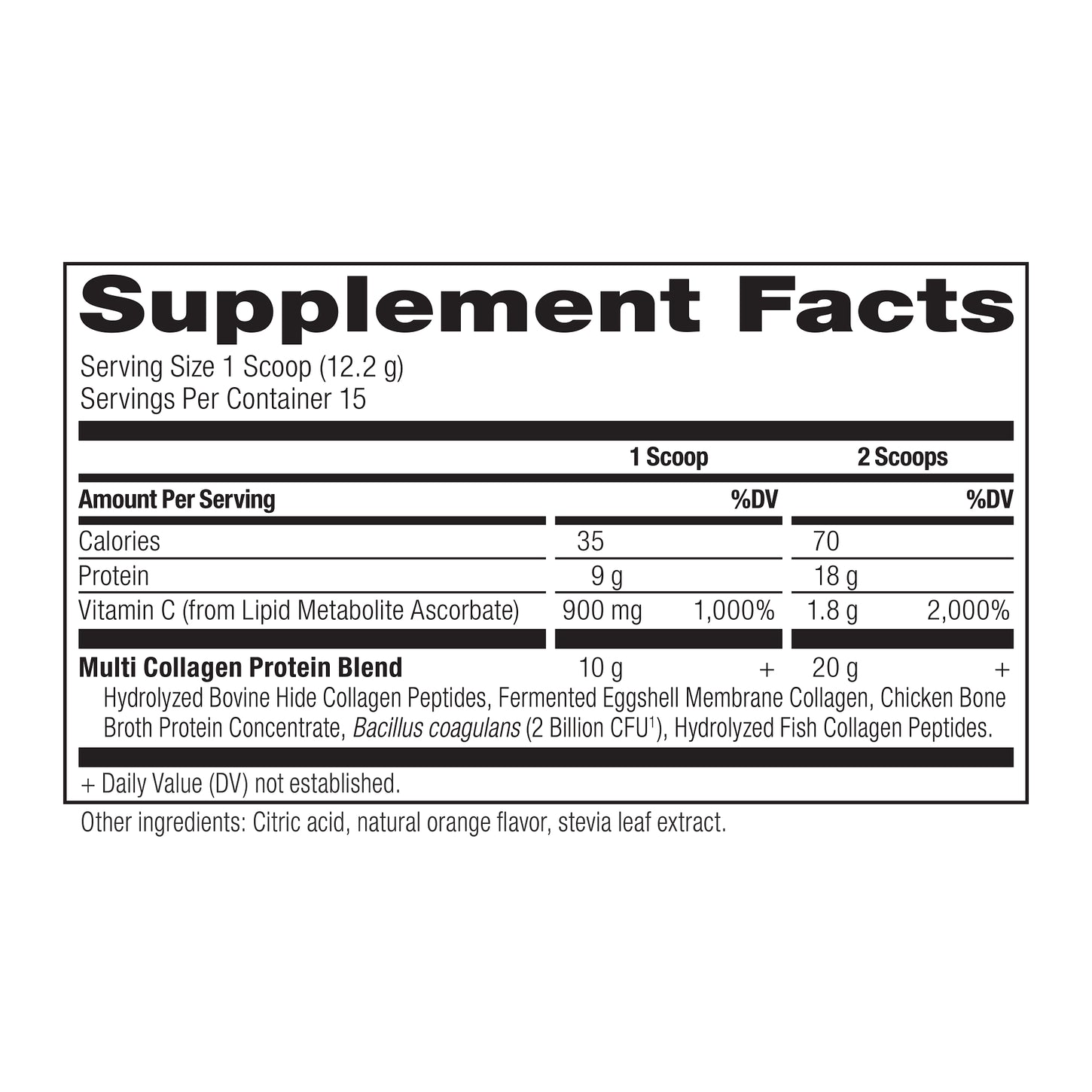 Multi Collagen Protein Immune supplement facts