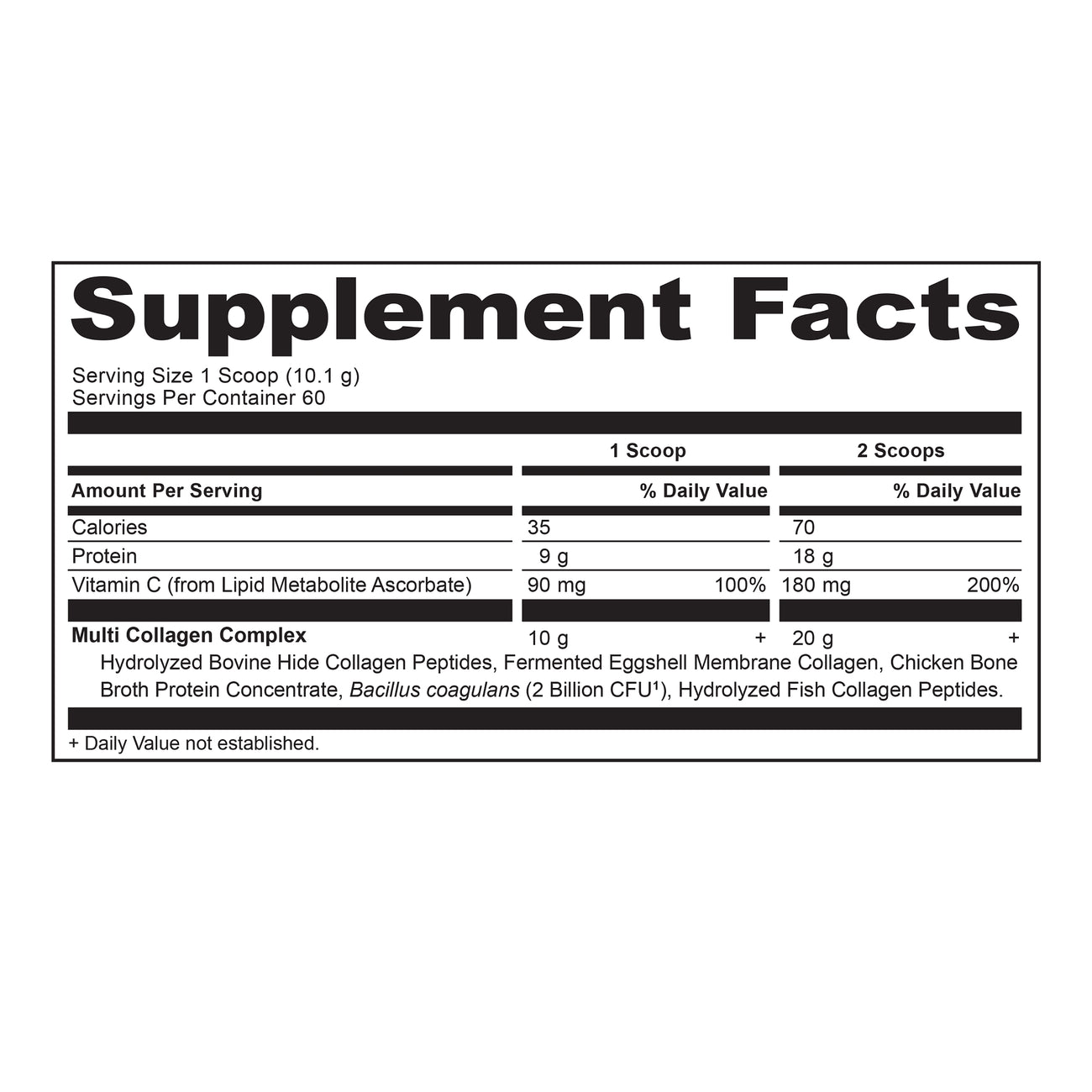 multi collagen protein pure 60 servings supplement label
