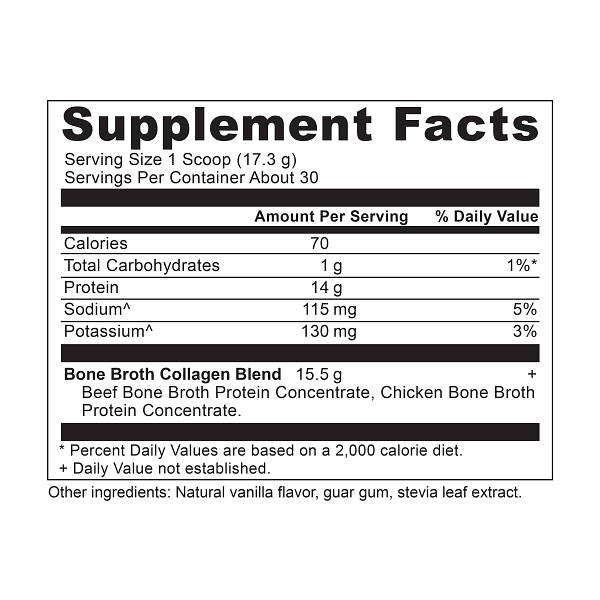 bone broth collagen vanilla supplement label