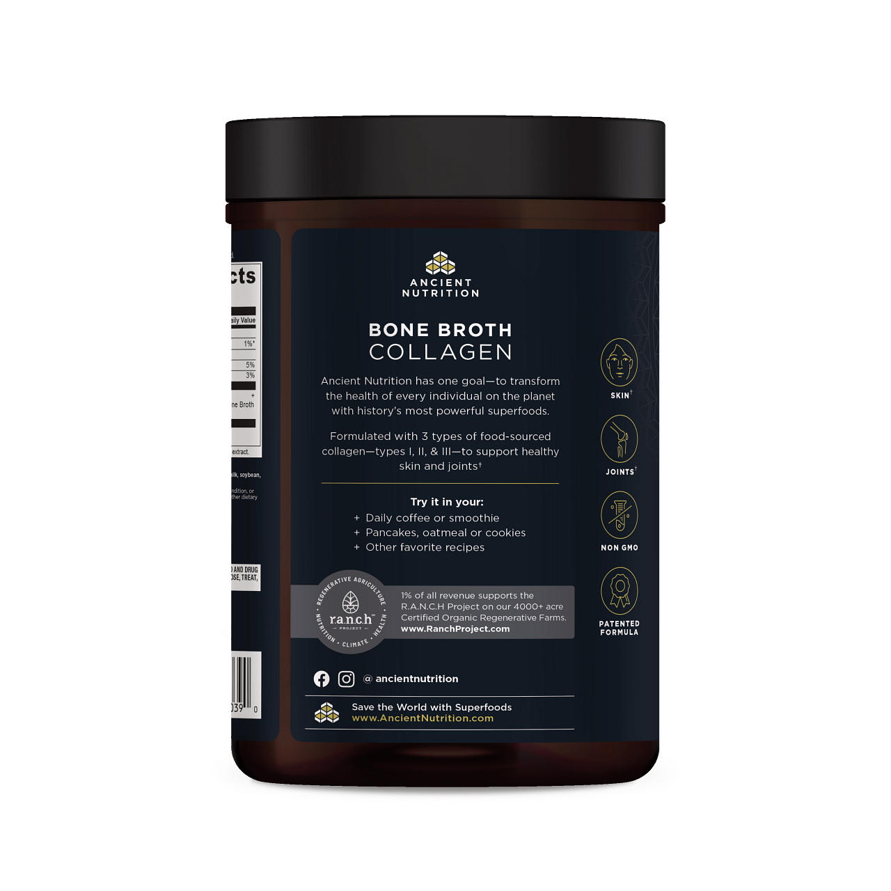 bone broth collagen vanilla back of bottle