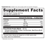 bone broth protein pure 20 serv supplement facts label