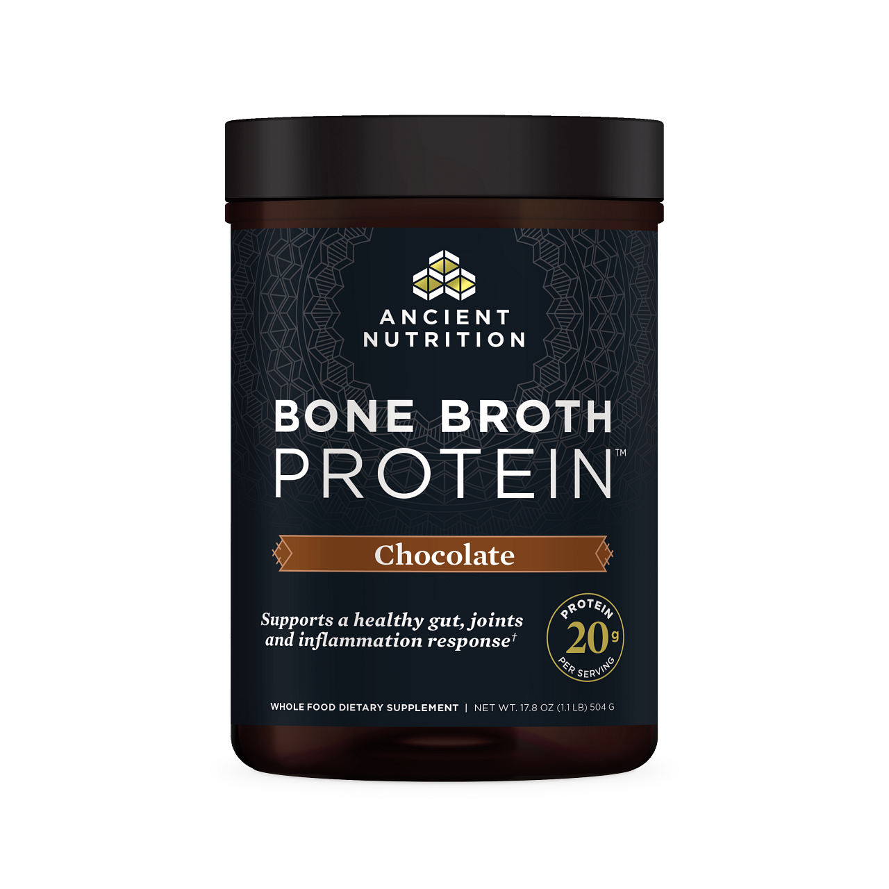 Bone Broth Protein Chocolate front of container