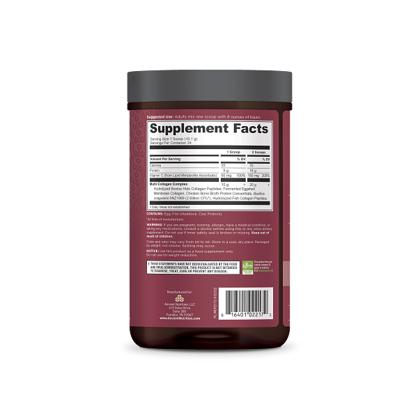 multi collagen protein powder 24 servings back of bottle