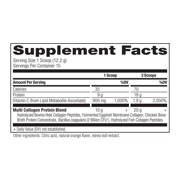 multi collagen protein powder immune supplement label