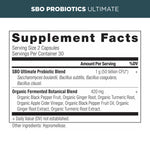 SBO Probiotics Ultimate supplement label
