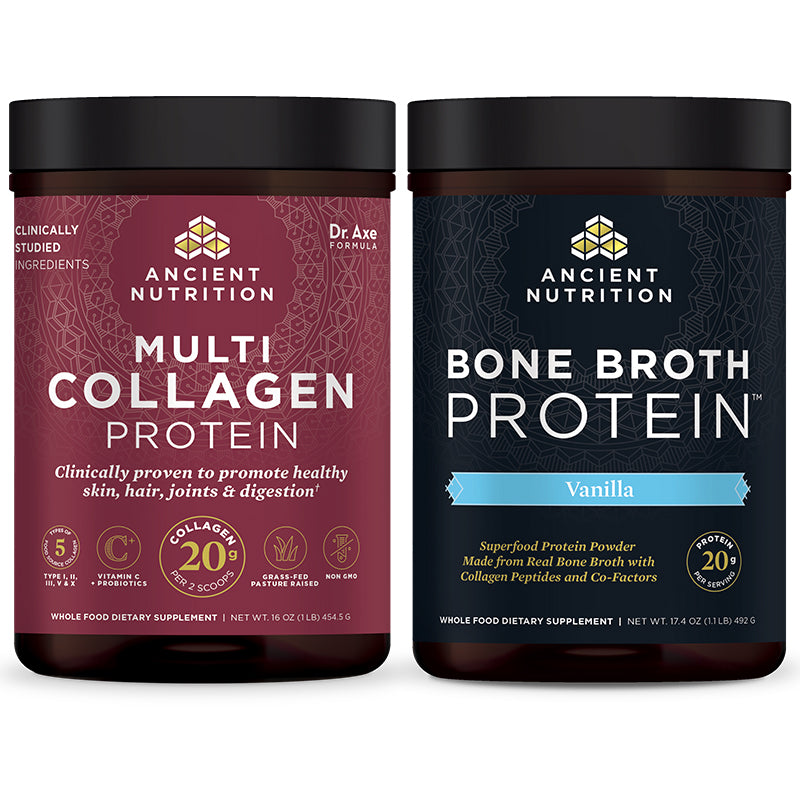 Multi Collagen Protein Bottle and Bone Broth Protein Vanilla Bottle