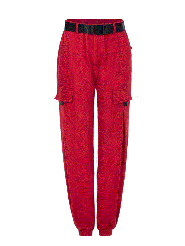 red cargo pants womens