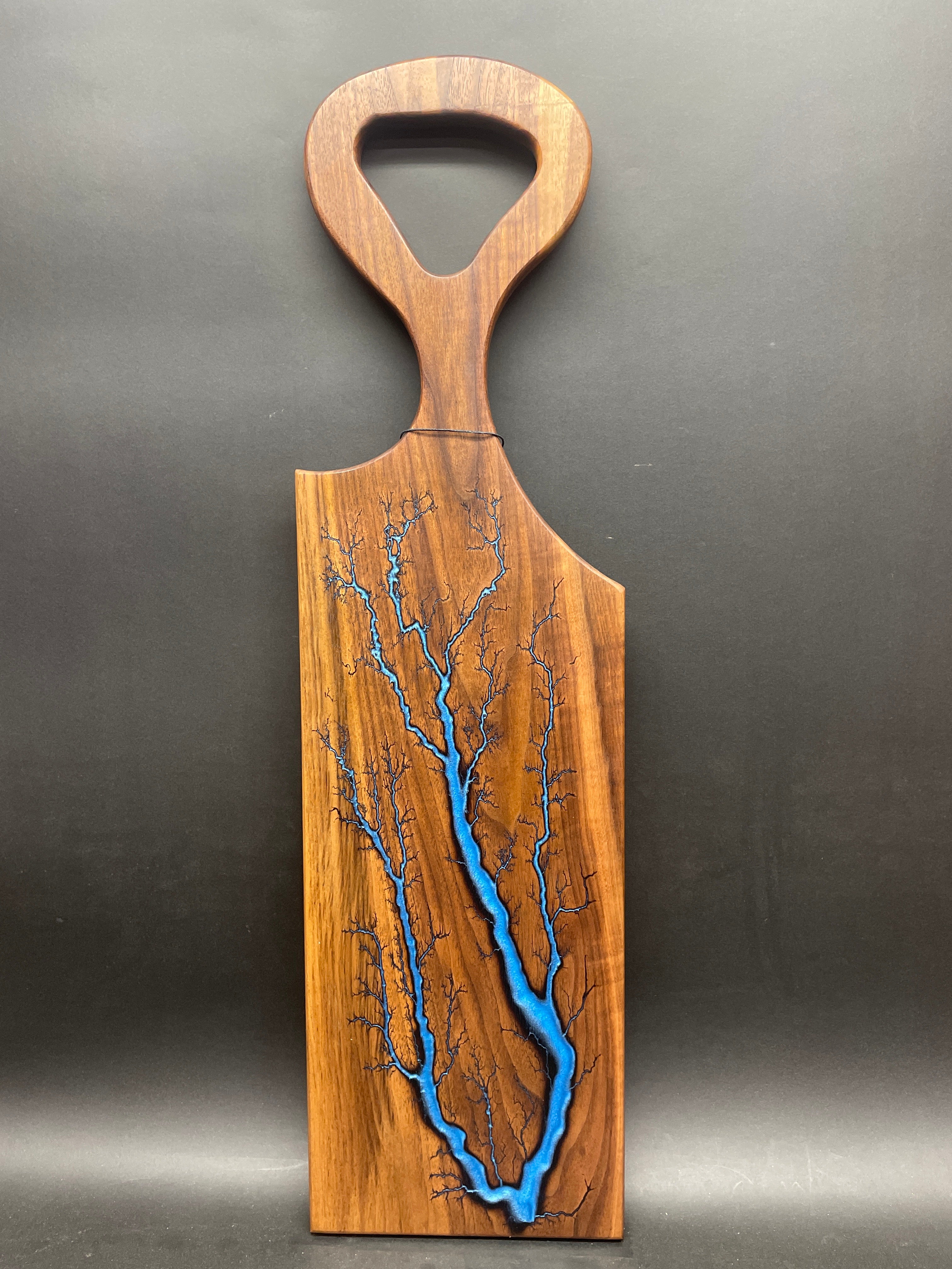 Walnut Blue Fractal Burned Charcuterie Board #97