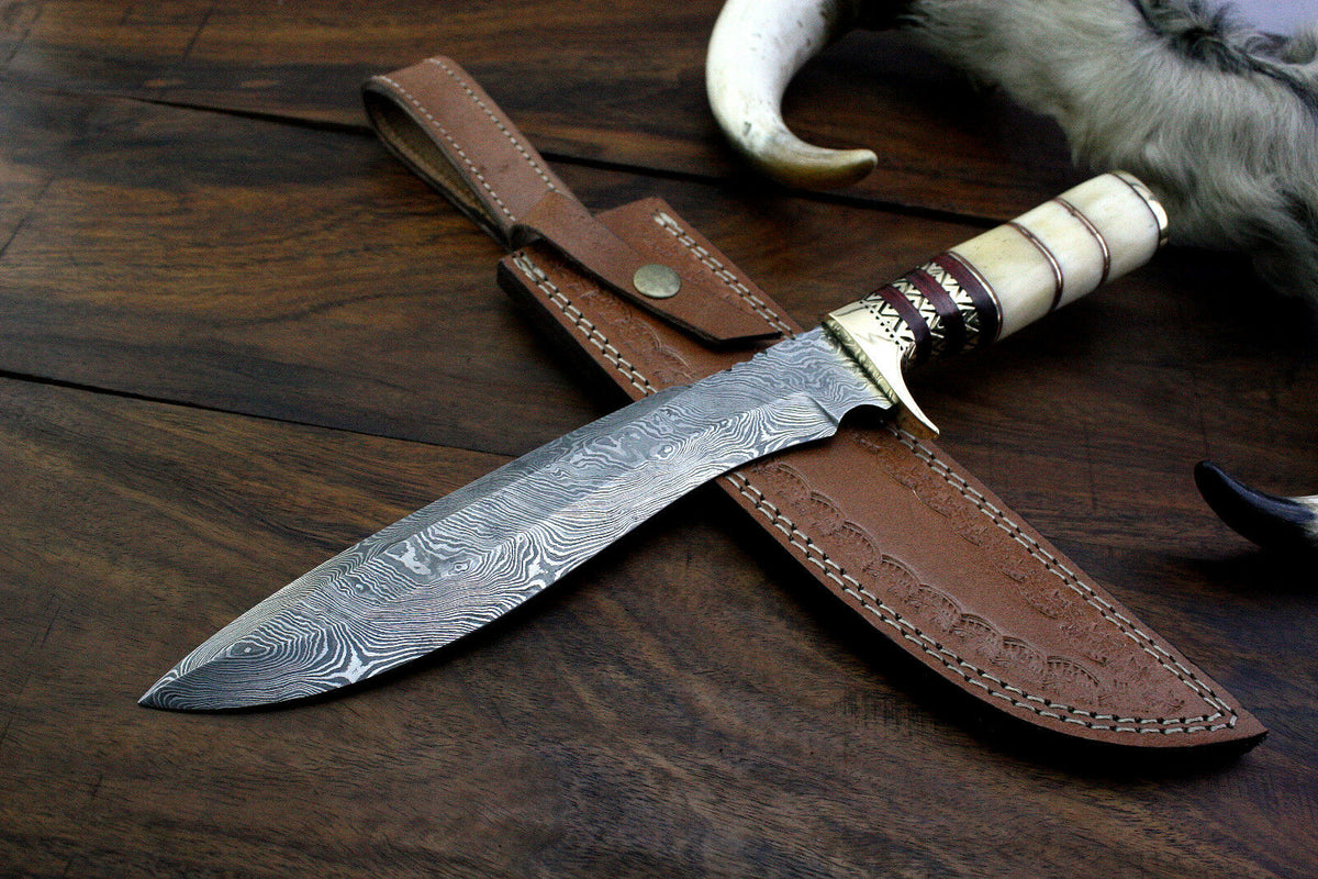 Custom Handmade Damascus Steel BOWIE Knife – NB CUTLERY LTD