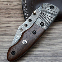 Custom Handmade Damascus Folding Pocket Knife Liner Lock Walnut Wood Handle