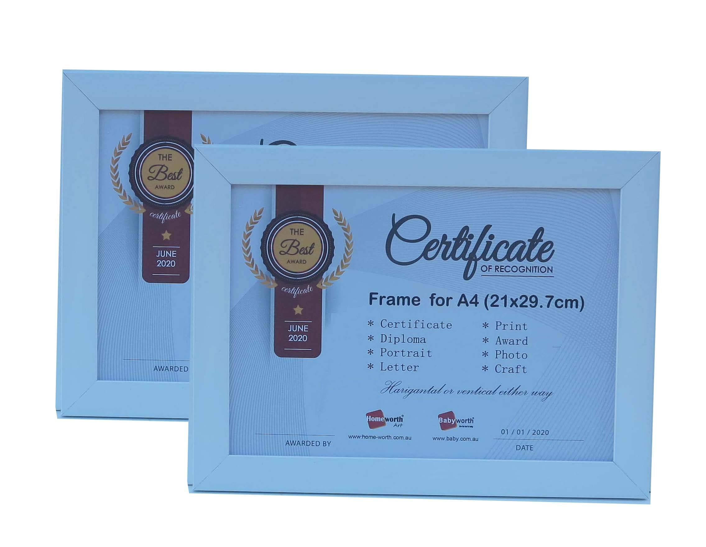 Picture Frame For Photo / Picture / Certificate  Size A4 ( 21x29.7 Cm )X2