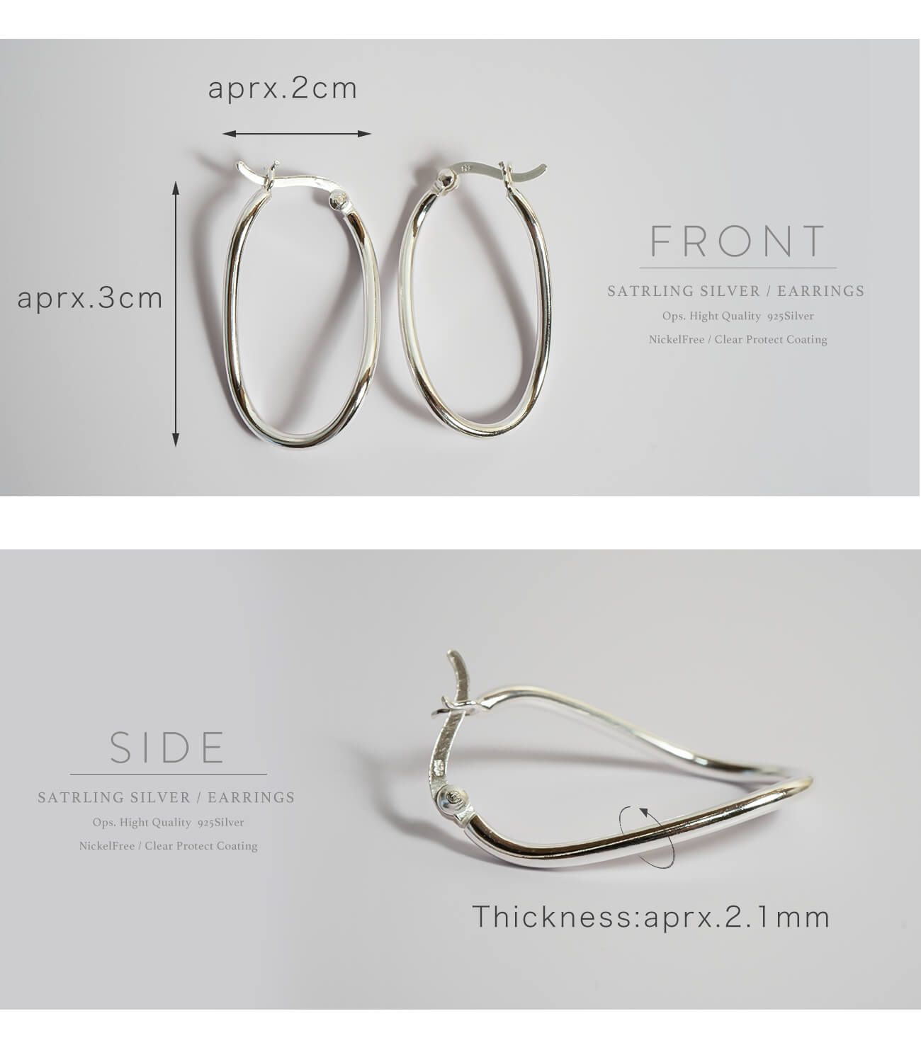 Silver925 Awrry Oval Hoop Earrings | MIMILO – Ops. Jewelry