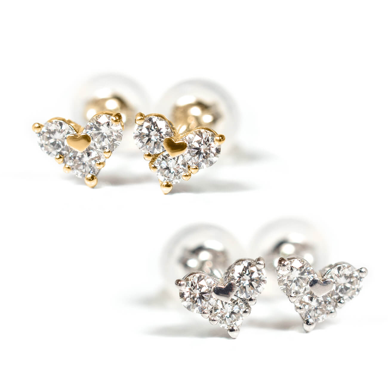 Pt900 0.2ct Heart Stud Earrings | MAJERTA – Ops. Jewelry