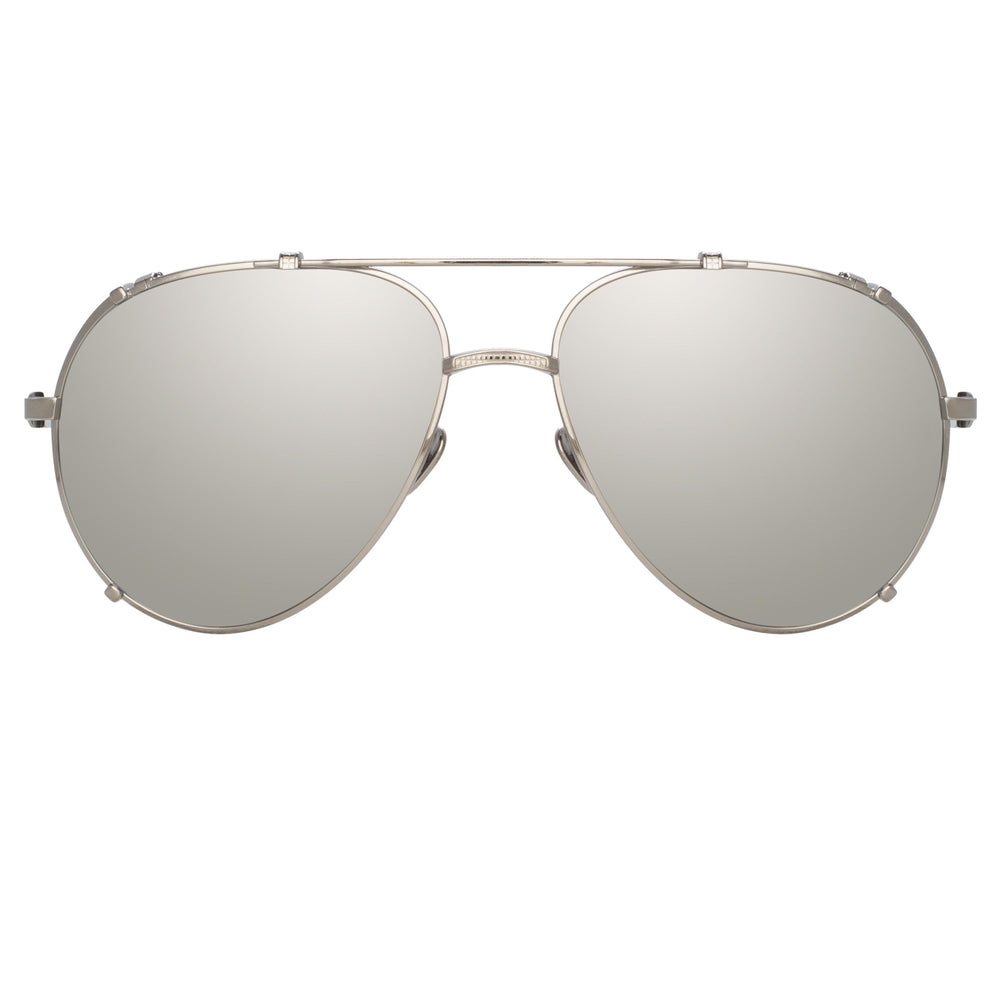 Linda Farrow - Dee Aviator Sunglasses in Yellow Gold and Grey - Unisex - Adult - LFL1096C1SUN