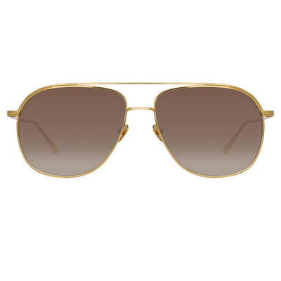 Enzo Aviator Sunglasses in Nickel by LINDA FARROW – LINDA FARROW (U.S.)