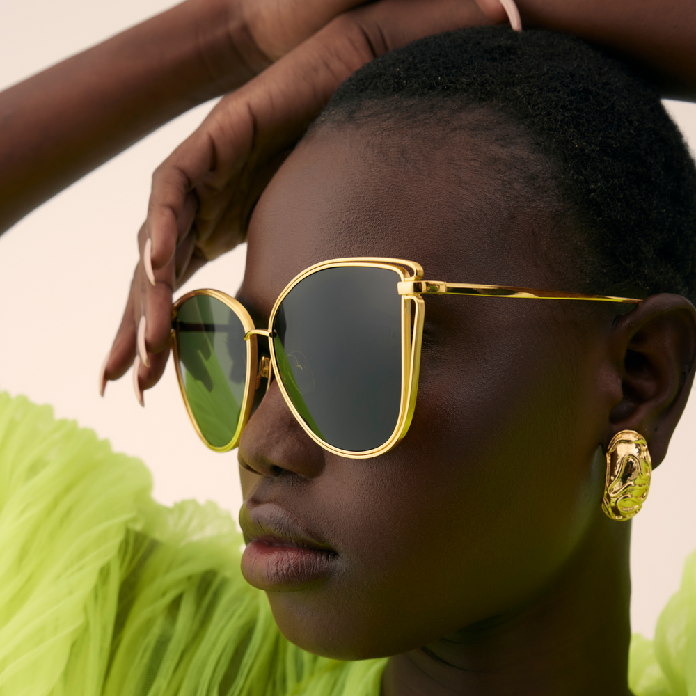 Olivia Round Sunglasses in Light Gold frame by LINDA FARROW – LINDA FARROW  (U.S.)