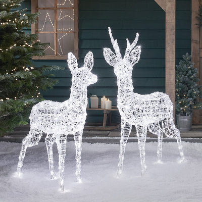 Cerf en Rotin de 2 m, Renne de Noël Lumineux à LED Bicolore Studley 24 –