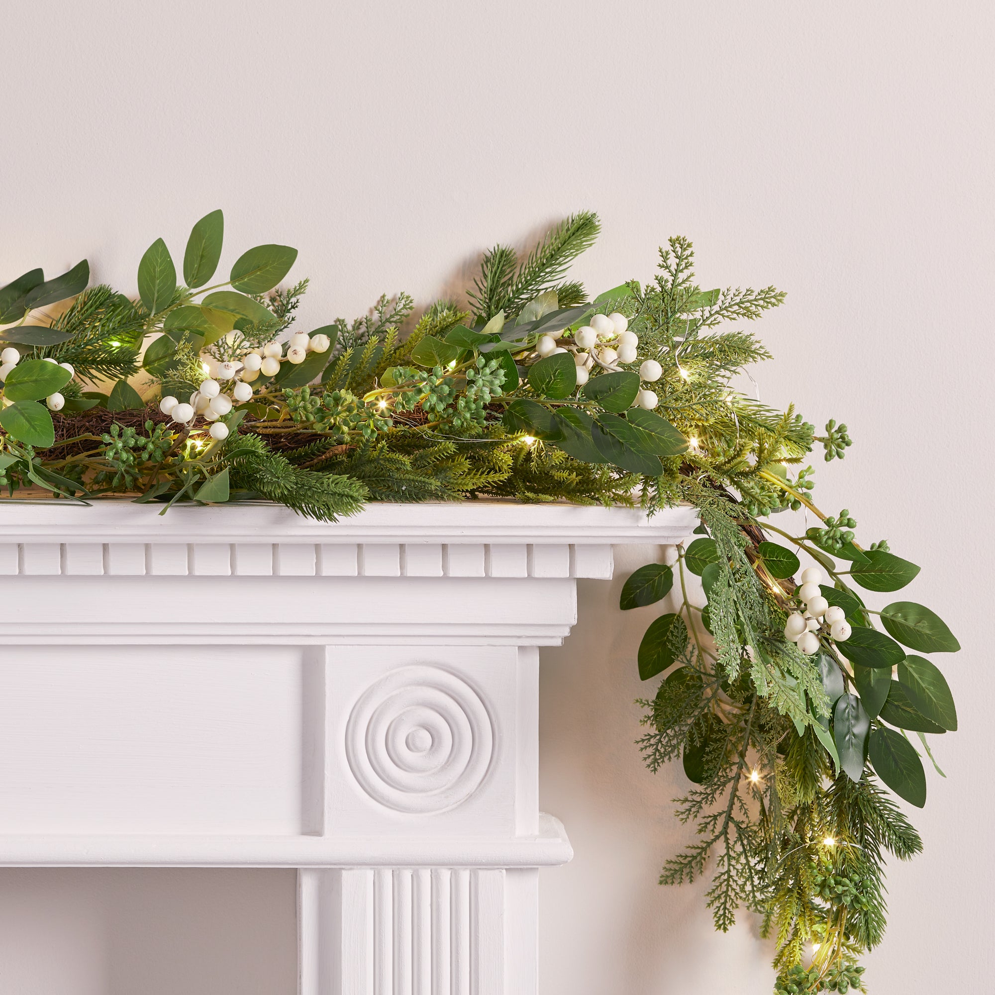 Guirlande de Noël sapin, pommes de pin et glands Pré-illuminée de 1, 5 M