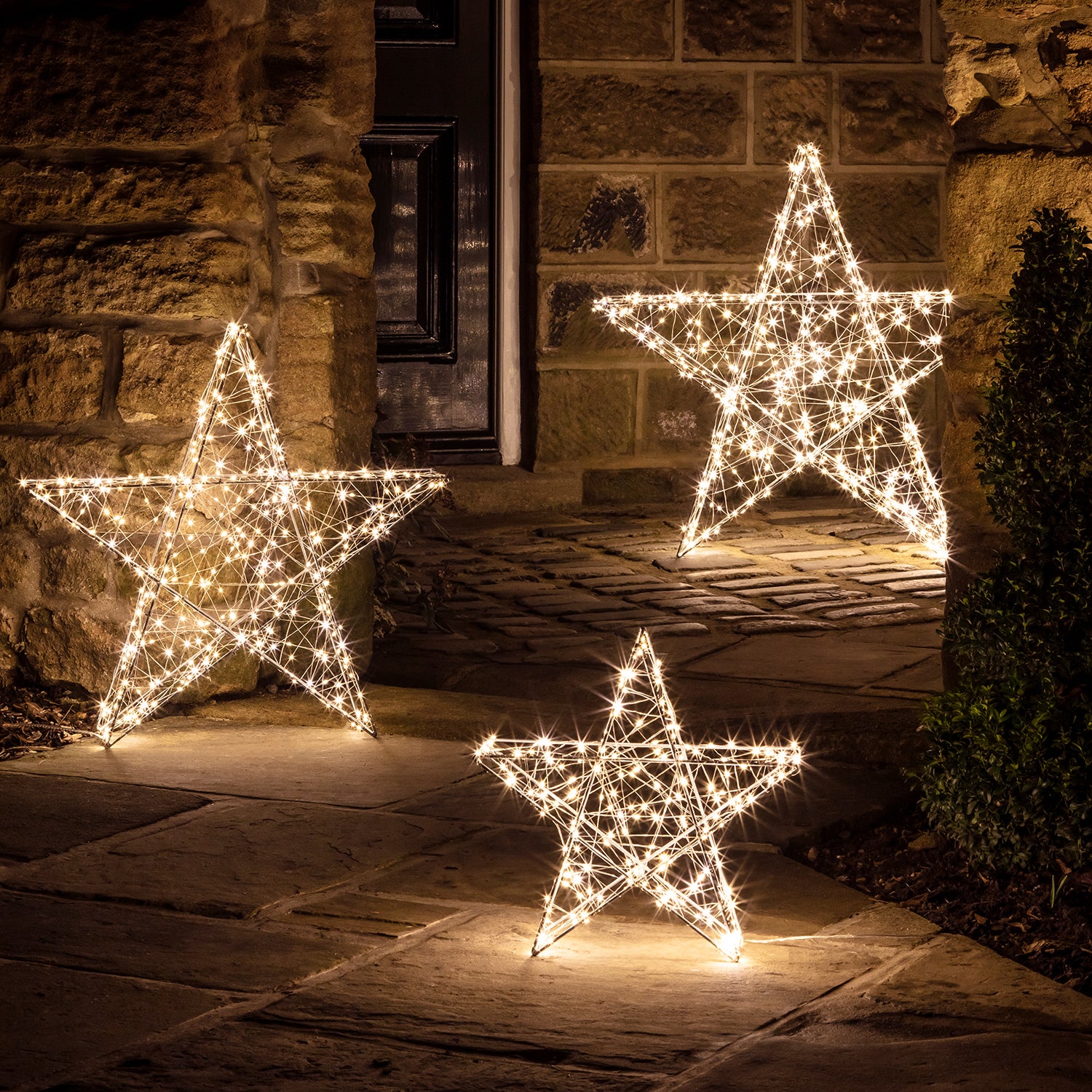 Image of Lot de 3 Étoiles Lumineuses d'Extérieur à Micro LED