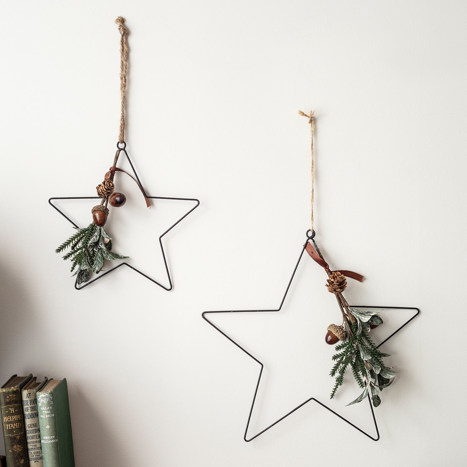 Duo d'Étoiles de Noël avec Feuilles d'Eucalyptus à Suspendre