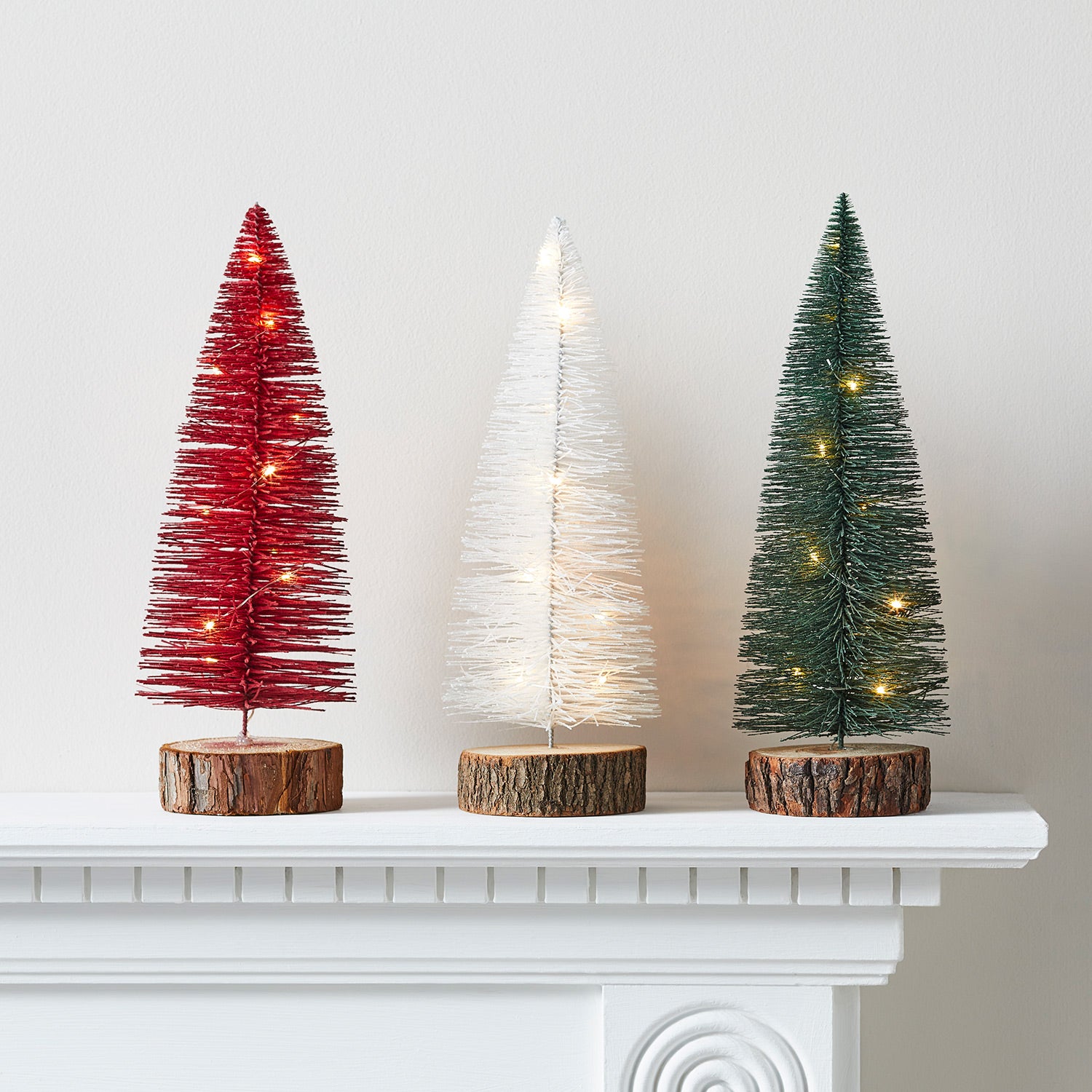 Trio de Mini Sapins de Noël en Bois de Pin