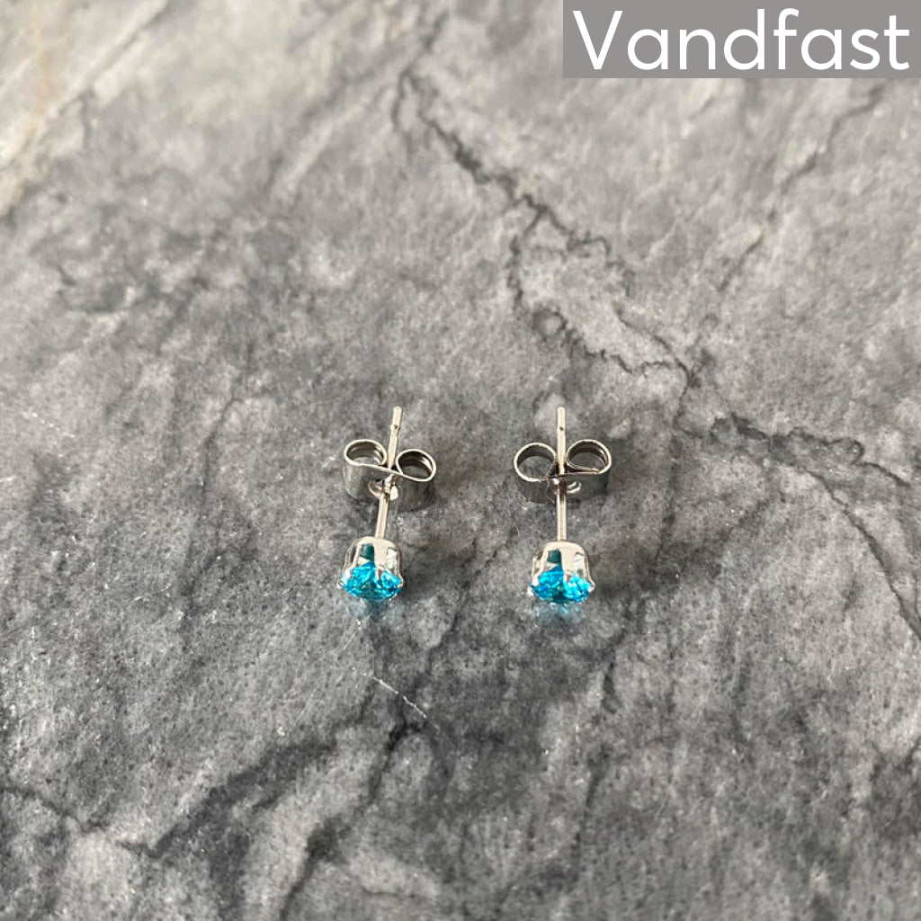 Billede af ANNEBRAUNER Princess 4mm Earrings Aquamarine