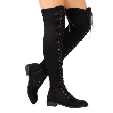 stretch fabric over the knee boots