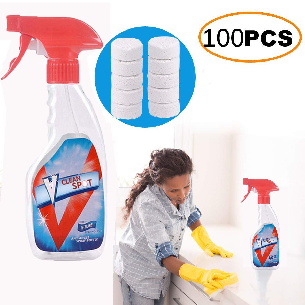 Multi Functional Effervescent Spray Cleaner Set with Bottle