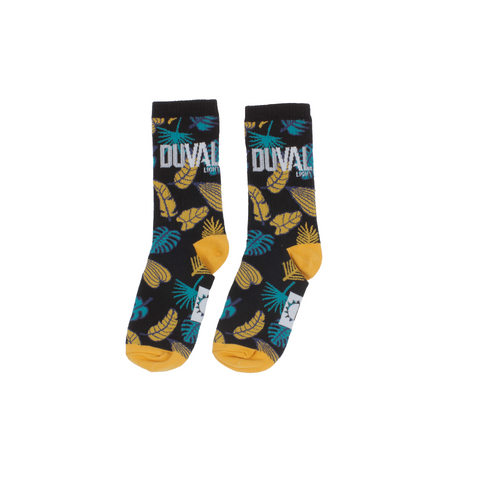 Duval Light Black socks with Teal and Gold leaf - Daily's - MFG Merch