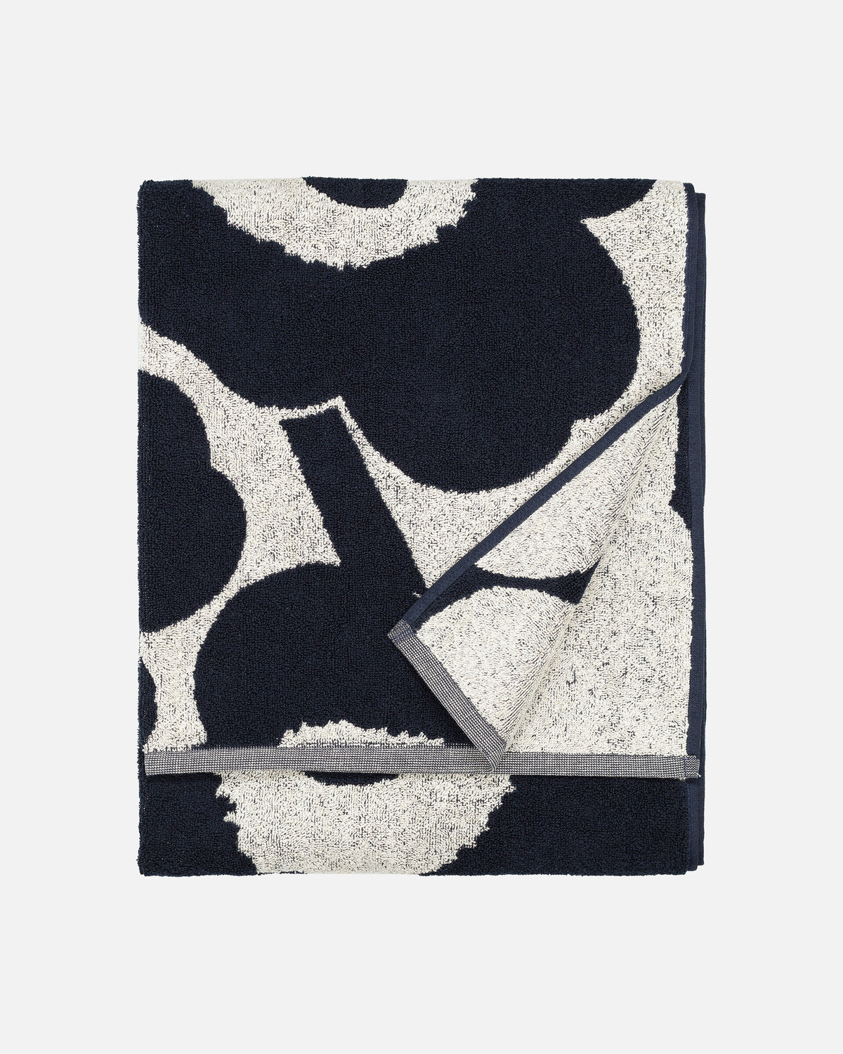 Unikko Bath Towel - Cotton/Dark Blue – Yolk | free range design