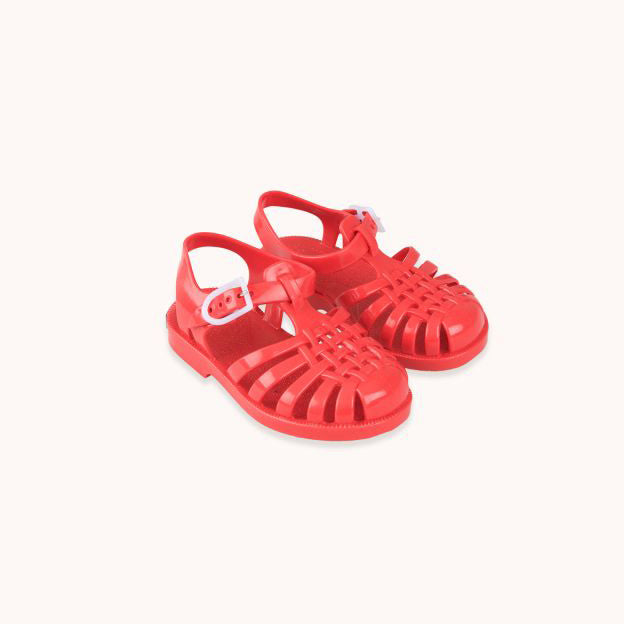 red jelly sandals