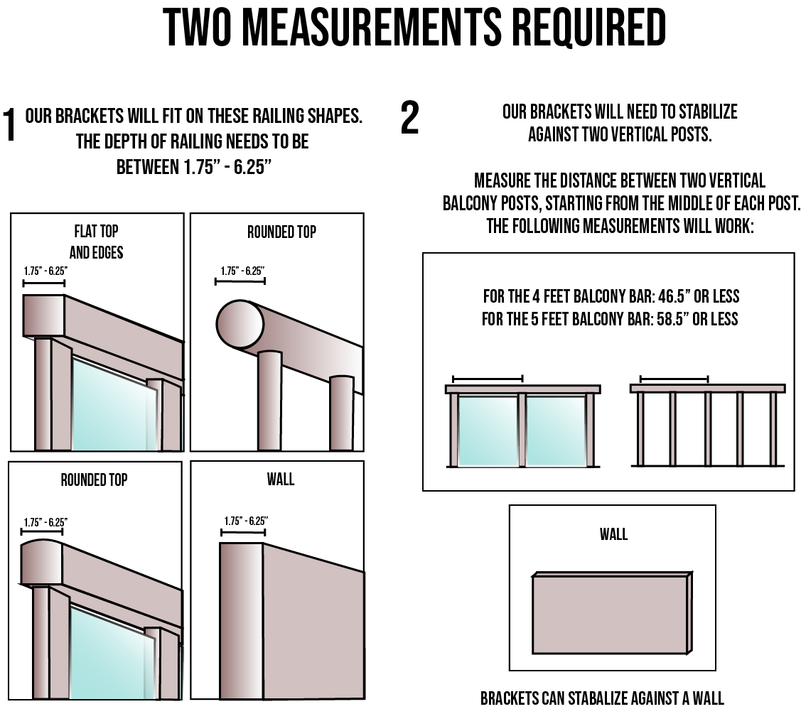 How to measure your balcony to make sure the  Views Balcony Bar fits