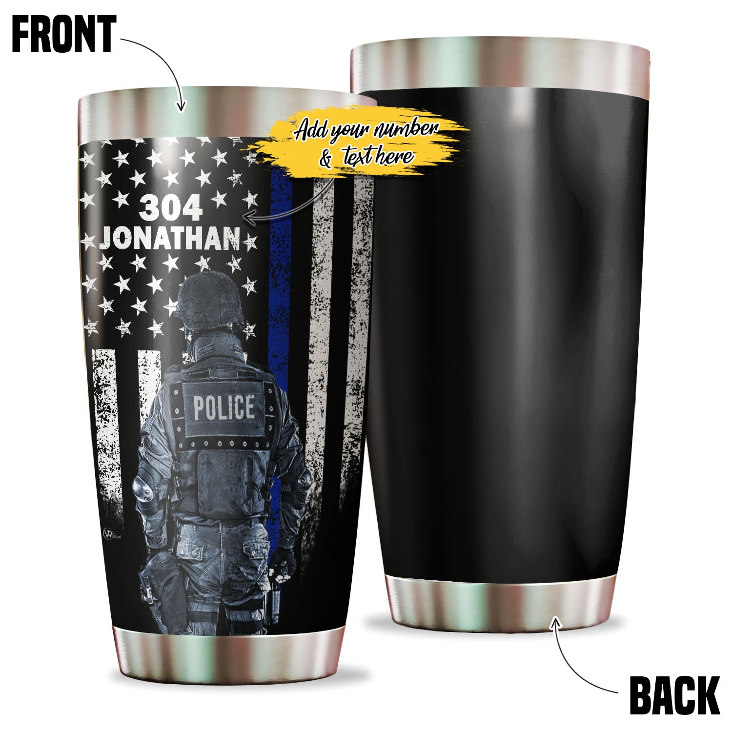 Police Officer's Personalized Travel Coffee Mug with Handle