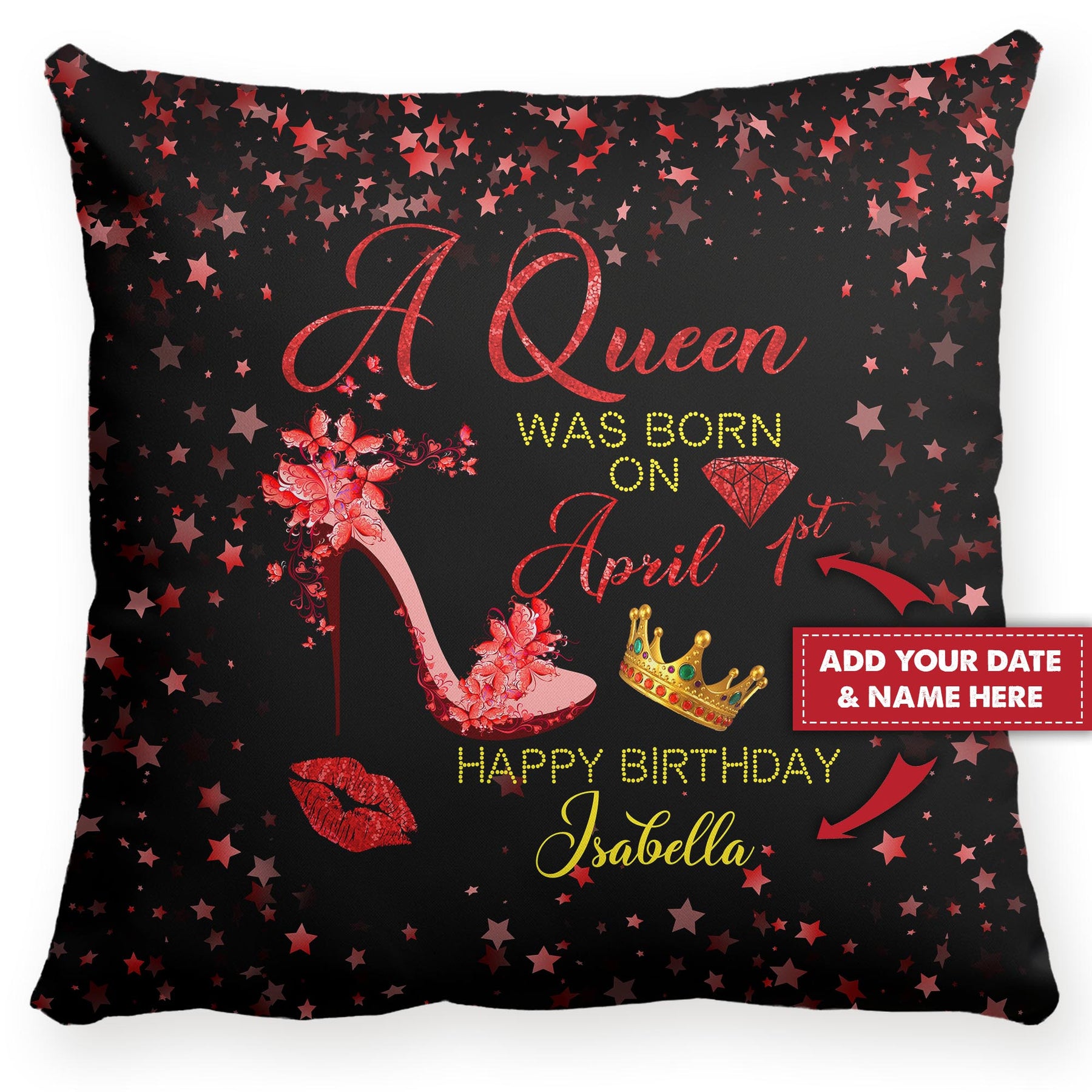 Personalized Name And Date A Queen Was Born On April 1st Red Style Hap Vth Global Store