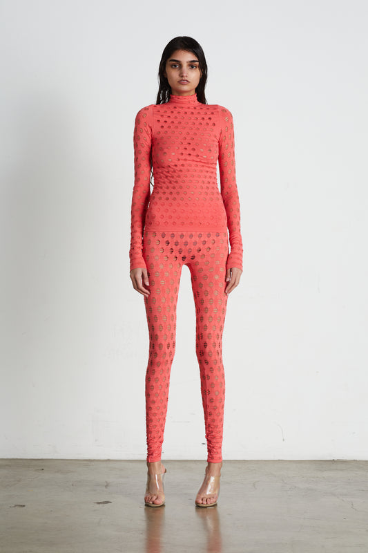 Long Sleeve Turtleneck Bodysuit - Coral