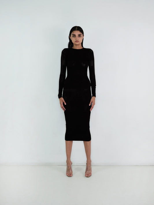 Black Jersey Velvet Midi Dress, WHISTLES