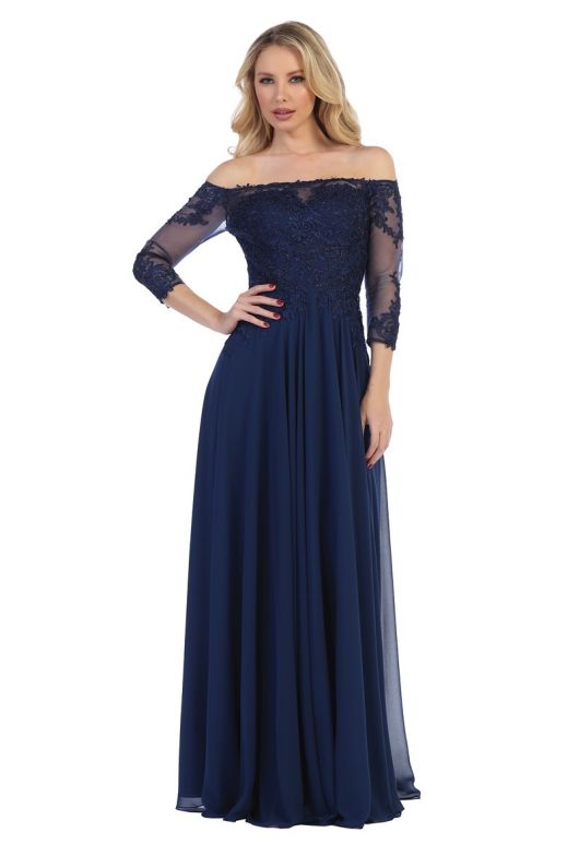 Size 10 MGNY by Mori Lee 71616 Navy Mother of Bride Dress – Bridal Sense