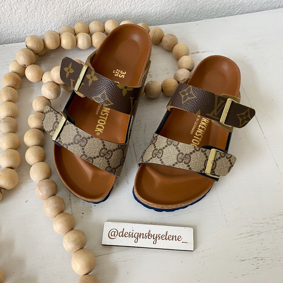 EXCLUSIVE Arizona Birkenstock Gucci/Mono Sandals In Two Tone Colors ...