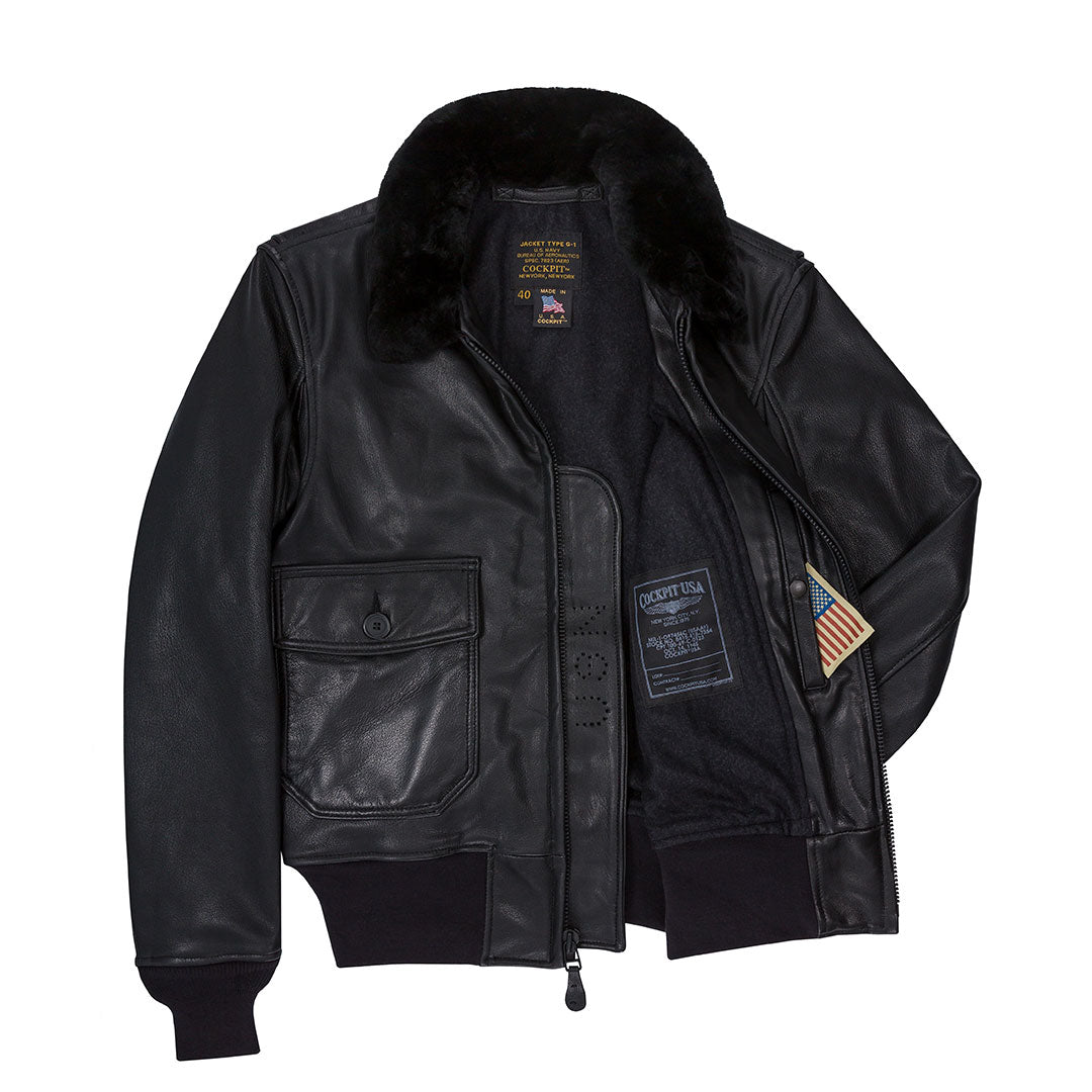 Goatskin Leather Bomber Jacket | Black Leather Jacket for Men – Cockpit USA