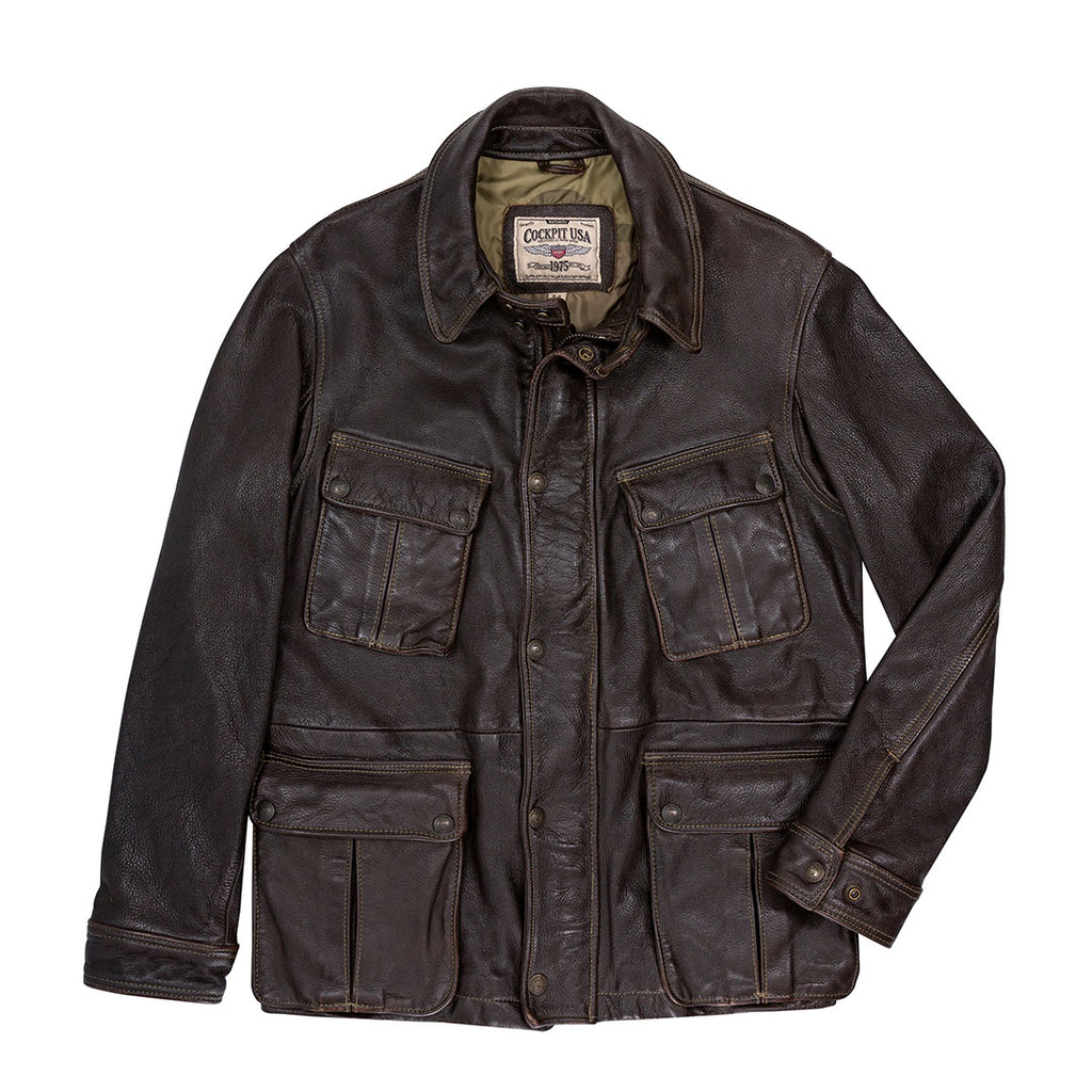 Aces and Eights' Heavy-Duty Brown Leather Flying Jacket – Cockpit USA