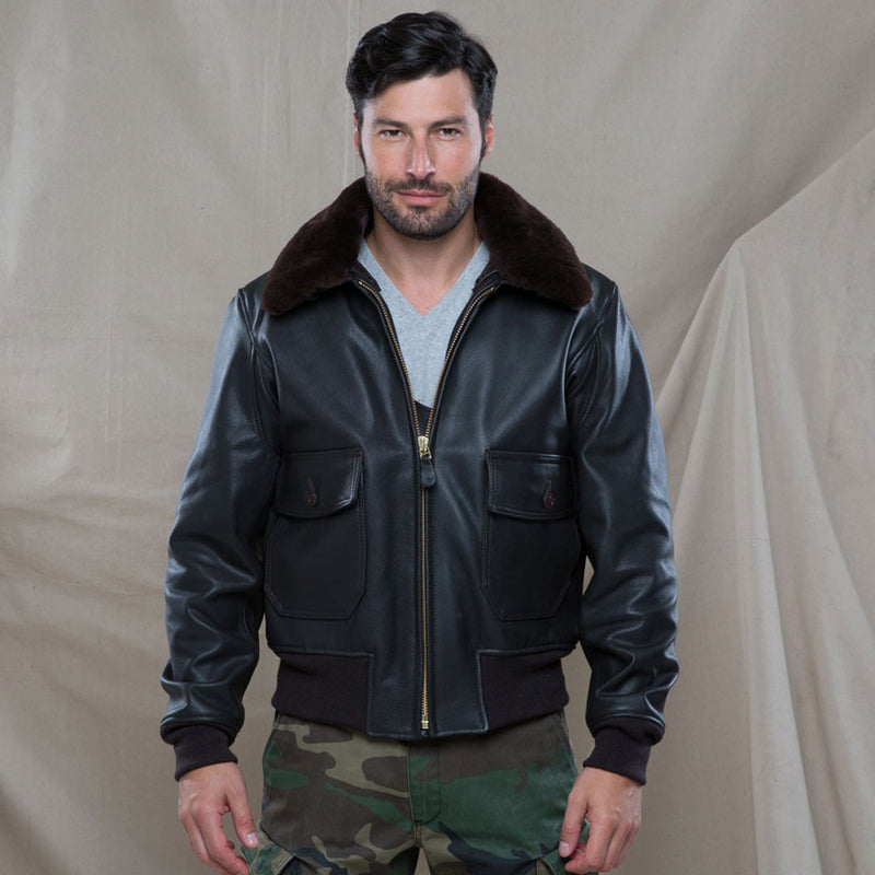 Fur-Collared Flight Jacket | Jacket with Removable Fur Collar – Cockpit USA