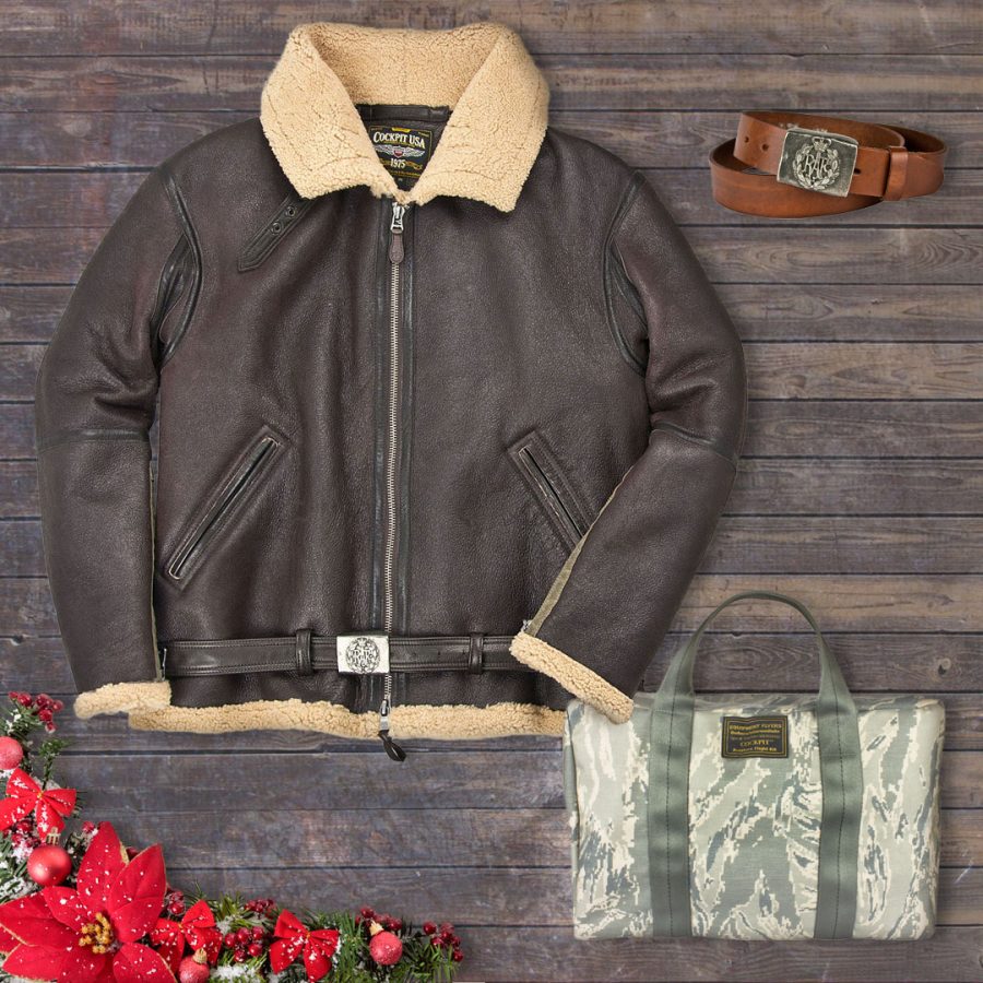 Take 20% off our R.A.F. Fighter Weight Sheepskin, R.A.F. Leather Belt, & Mini Nylon Aviator's Kit Bag on Dec. 13 with code: DAYFOUR