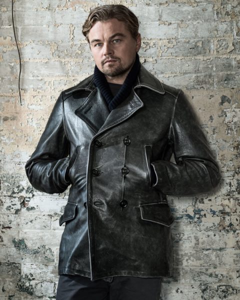 Leonardo DiCaprio wearing our Vintage Leather Naval Officers Coat for Wired Magazine.