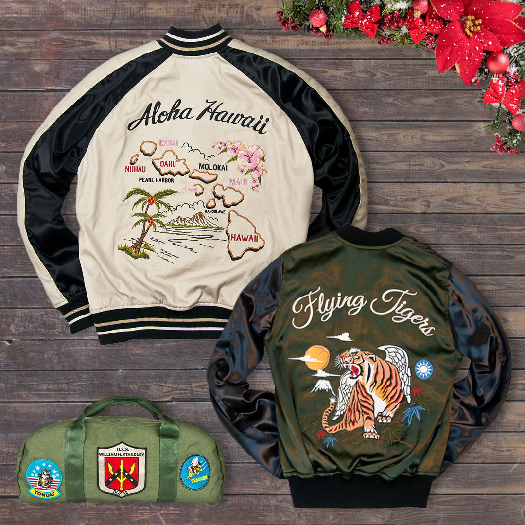 Take 20% off Cockpit USA's Aloha Hawaii Souvenir Jacket, 40th Anniversary Flying Tigers Tour Jacket, and Top Gun Carry Bag with code: DAYEIGHT on 12/17