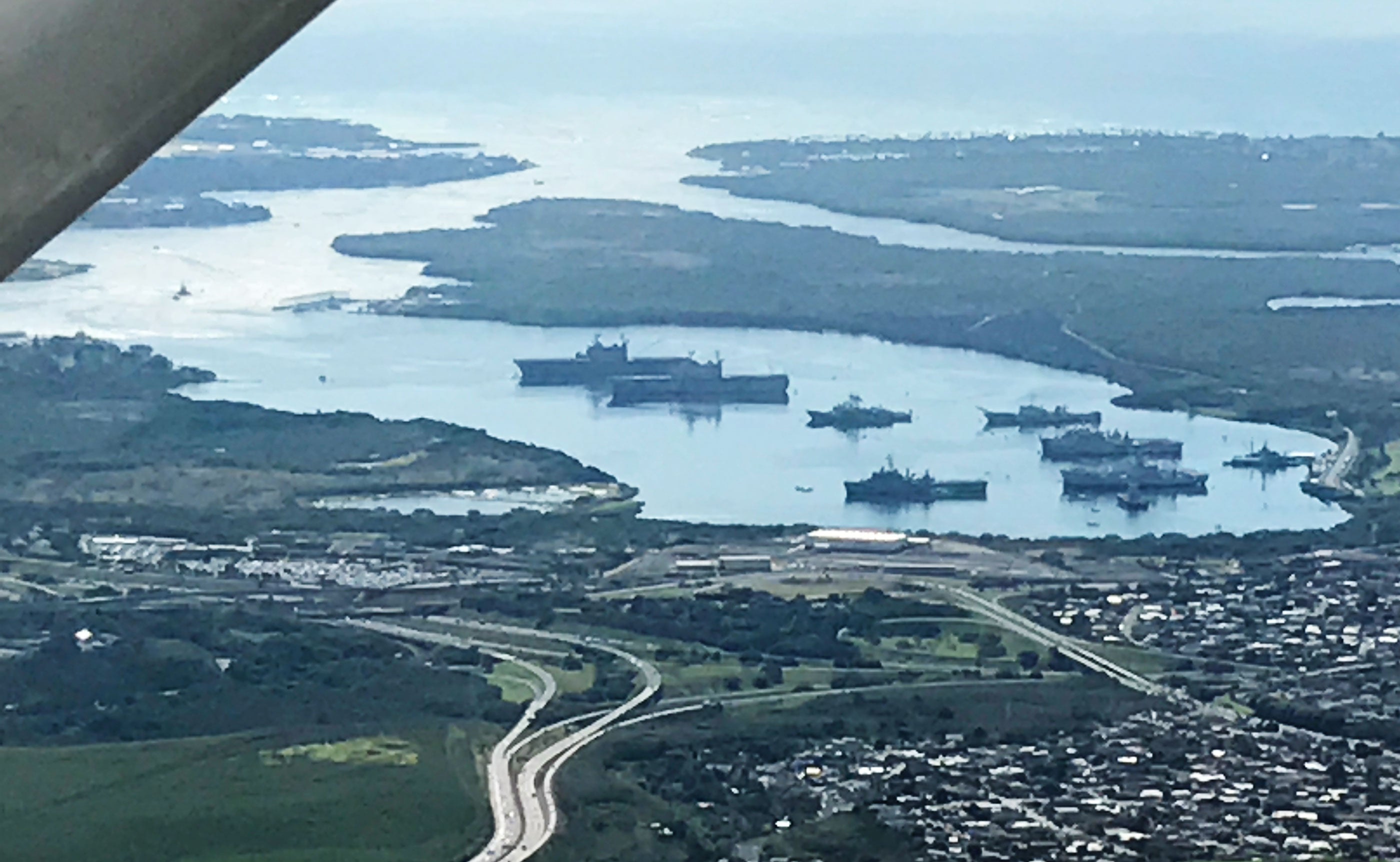 Flying over Pearl Harbor
