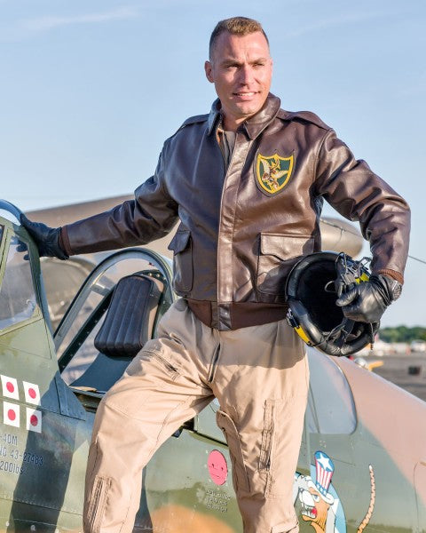 Thom Richard wearing Cockpit USA's 23rd Fighter Squadron A-2