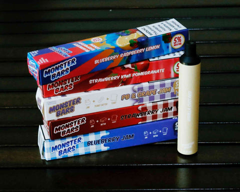 monster bars xl 3500 disposable pods stacked on one another