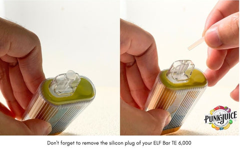 Don't forget to remove the silicon plug of your ELF Bar TE 6,000