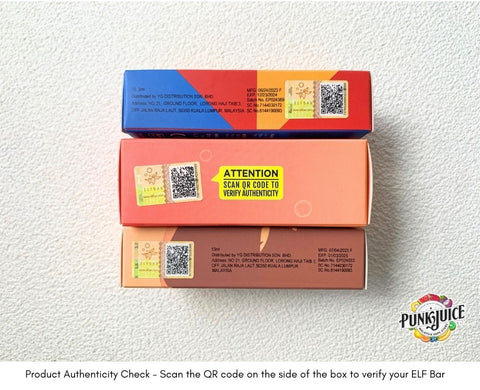 Product Authenticity Check - Scan the QR code on the side of the box to verify your ELF Bar